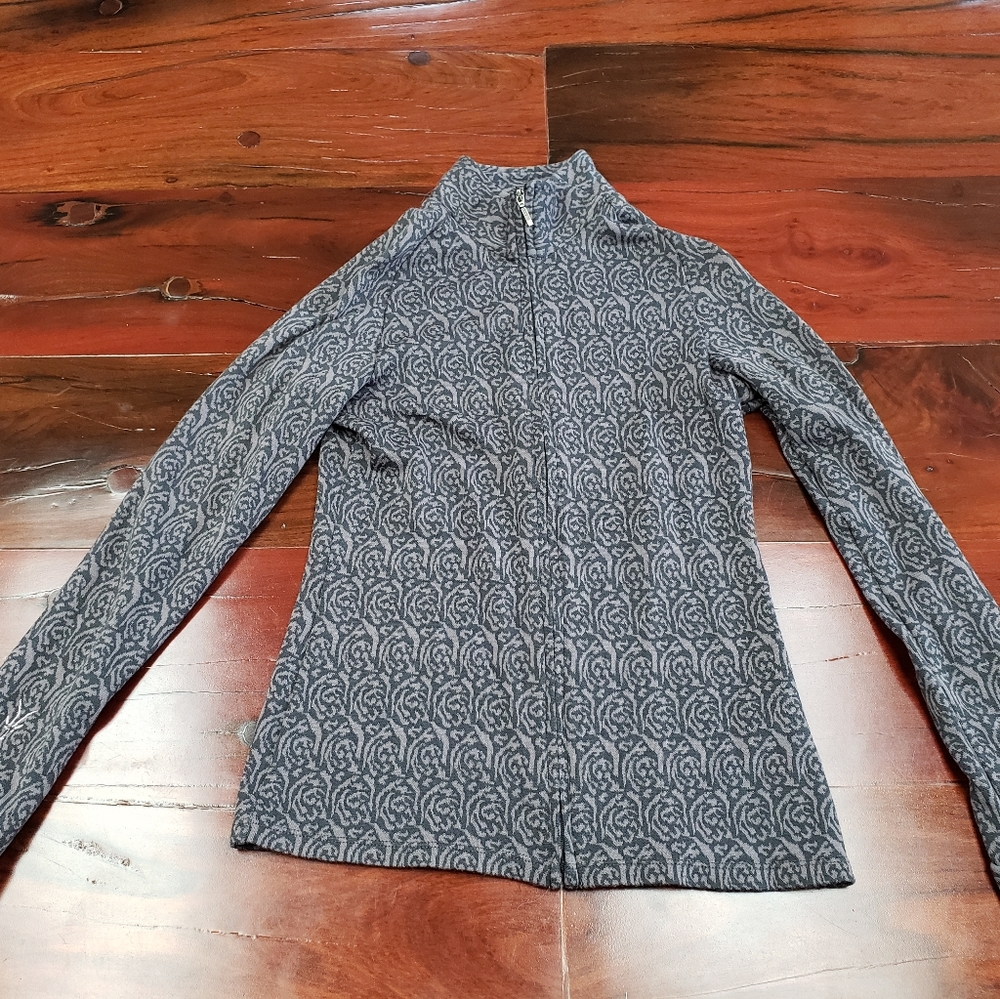 Ibex Juliet Gray/Lavender-Gray Patterned Women's Merino Wool Jacket/Cardigan